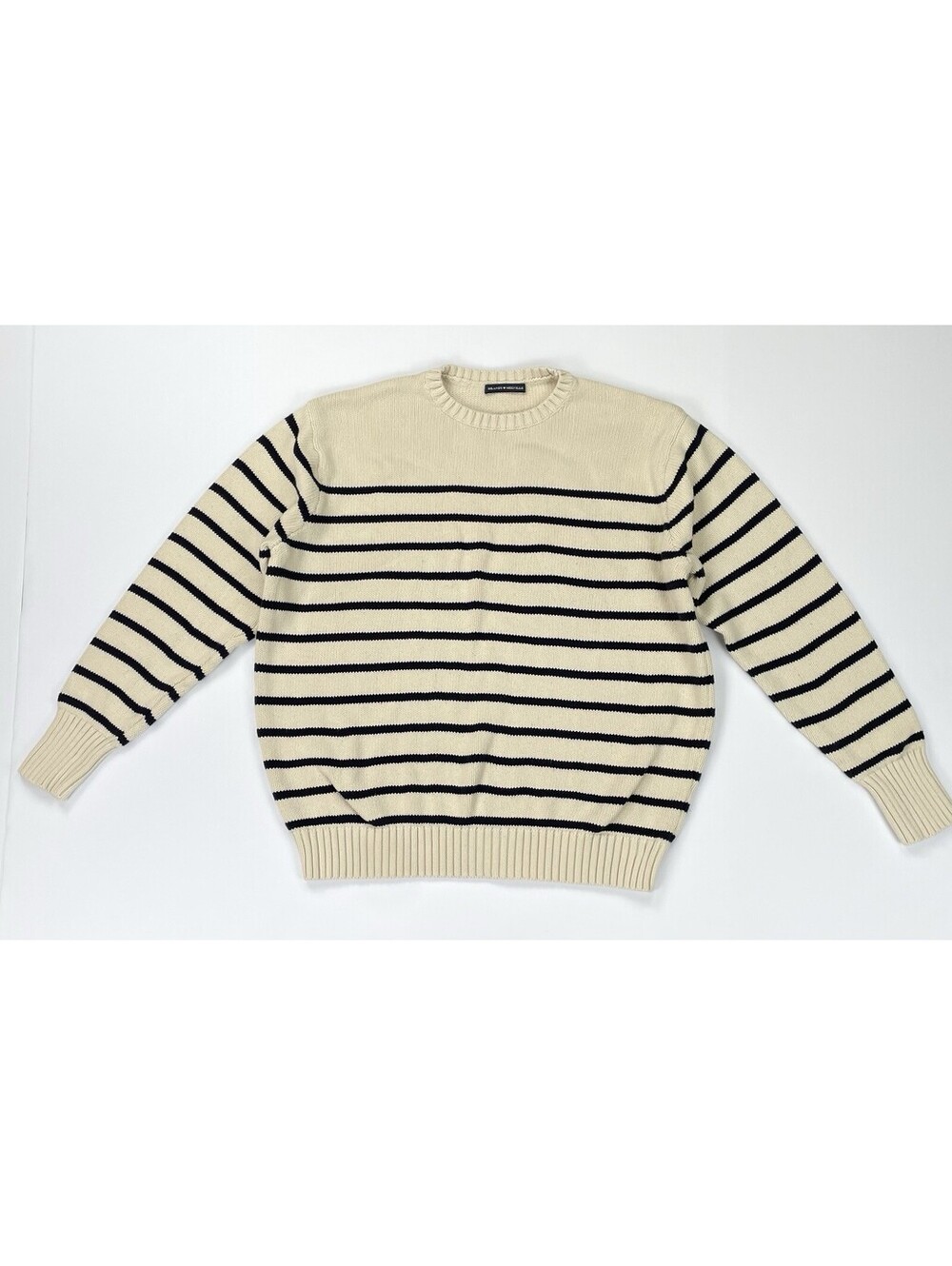 Brandy Melville Brianna Sweater Cream Navy Blue Striped Cotton Beach Nautical OS